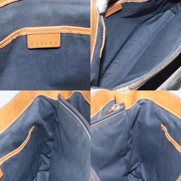 CELINE C Macadam Canvas Hand Bag Suede Gray Gold - Picture 11 of 12